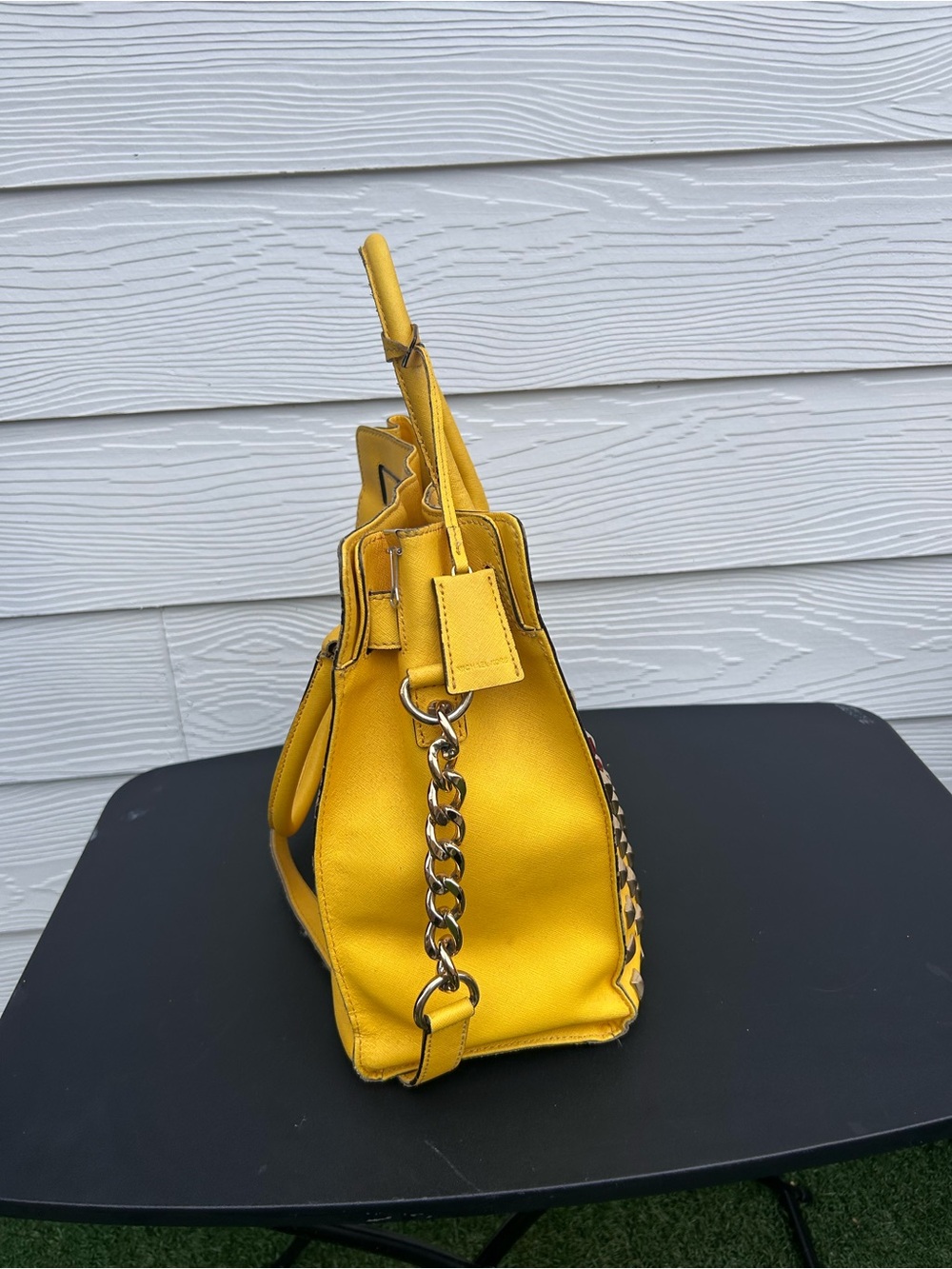 Michael Kors Yellow Studded Satchel with Gold Hardware - Picture 5 of 5